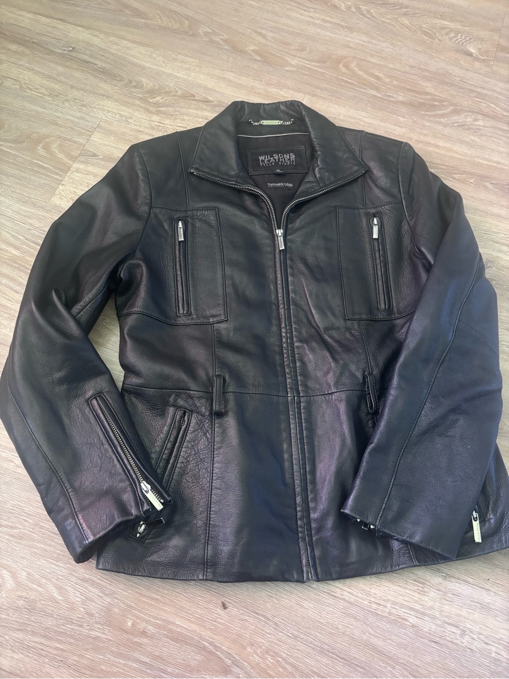 Wilsons Leather Pelle Studio Black Thinsulate Leather Jacket Sz Medium